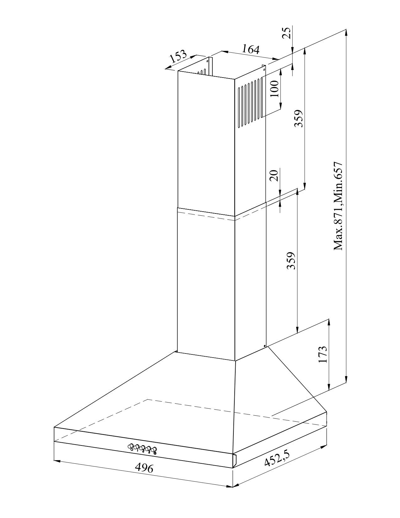 Ferre PH500 - PGR 50cm Pyramid Hood - Grey - Ferre Cooker