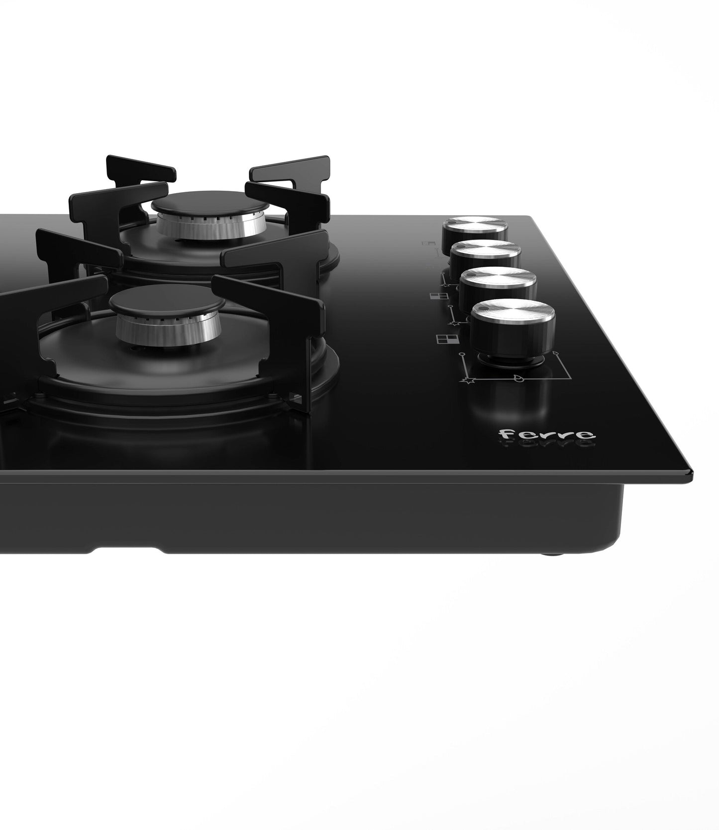 Ferre 2140 BL - 60cm Built-in Gas Hob - 4 Burners - Black Glass