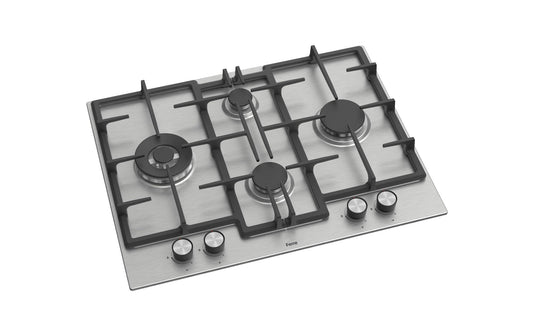 Ferre ED071W - 65cm Built-in Gas Hob - 4 Burners - Cast Iron Pan Supports - Stainless Steel Body - Ferre Cooker