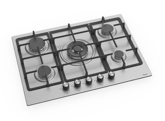 Ferre EL008 - 70cm Built-in Gas Hob - 5 Burners - Cast Iron Pan Supports - Ferre Cooker