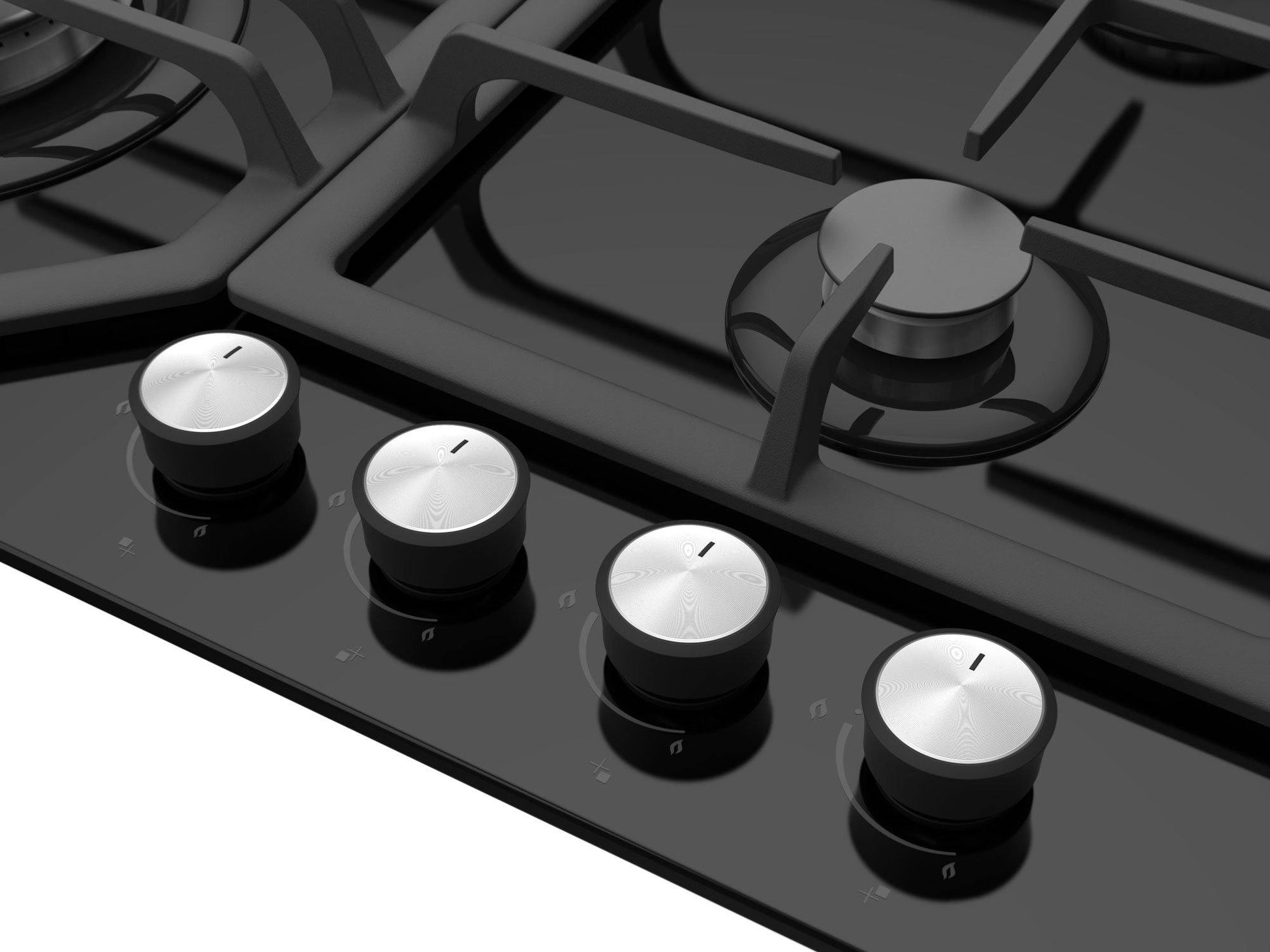 Ferre SA025 - 60cm Built-in Gas Hob - Black Glass - Cast Iron Pan Supports - Ferre Cooker